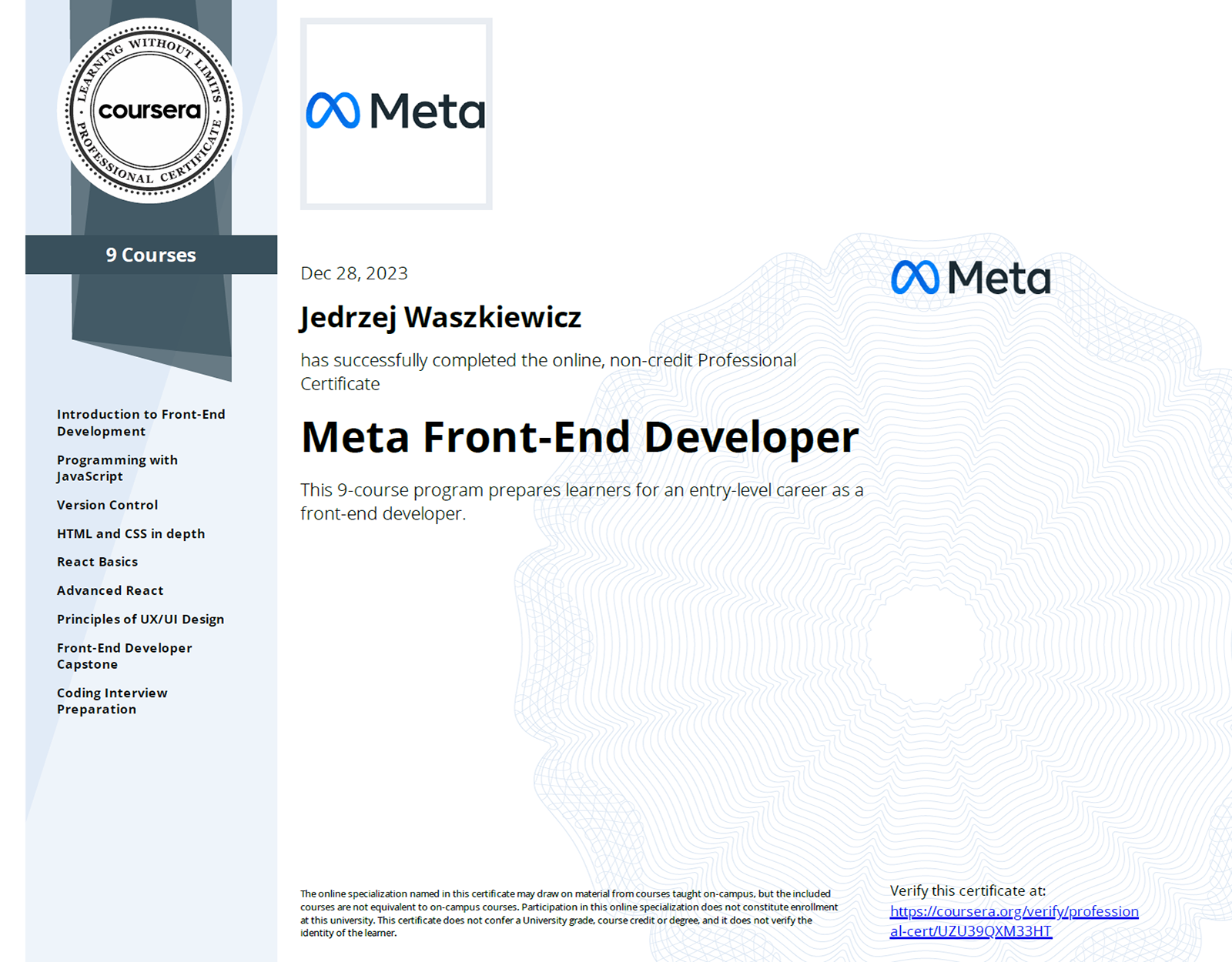 Meta Front-End Developer